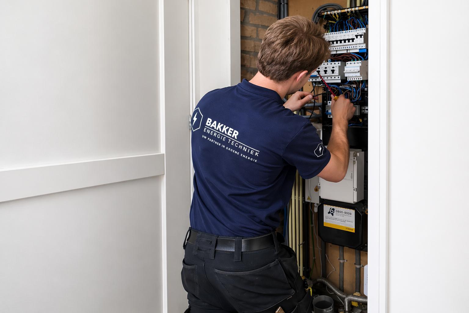 Monteur breidt de meterkast uit